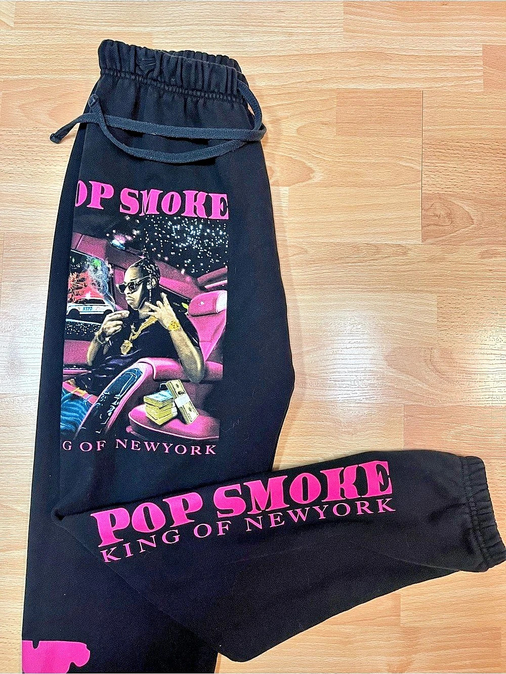Vlone Pop Smoke x Vlone King of NY Sweatpants King of NY Sweatpants Black & Pink